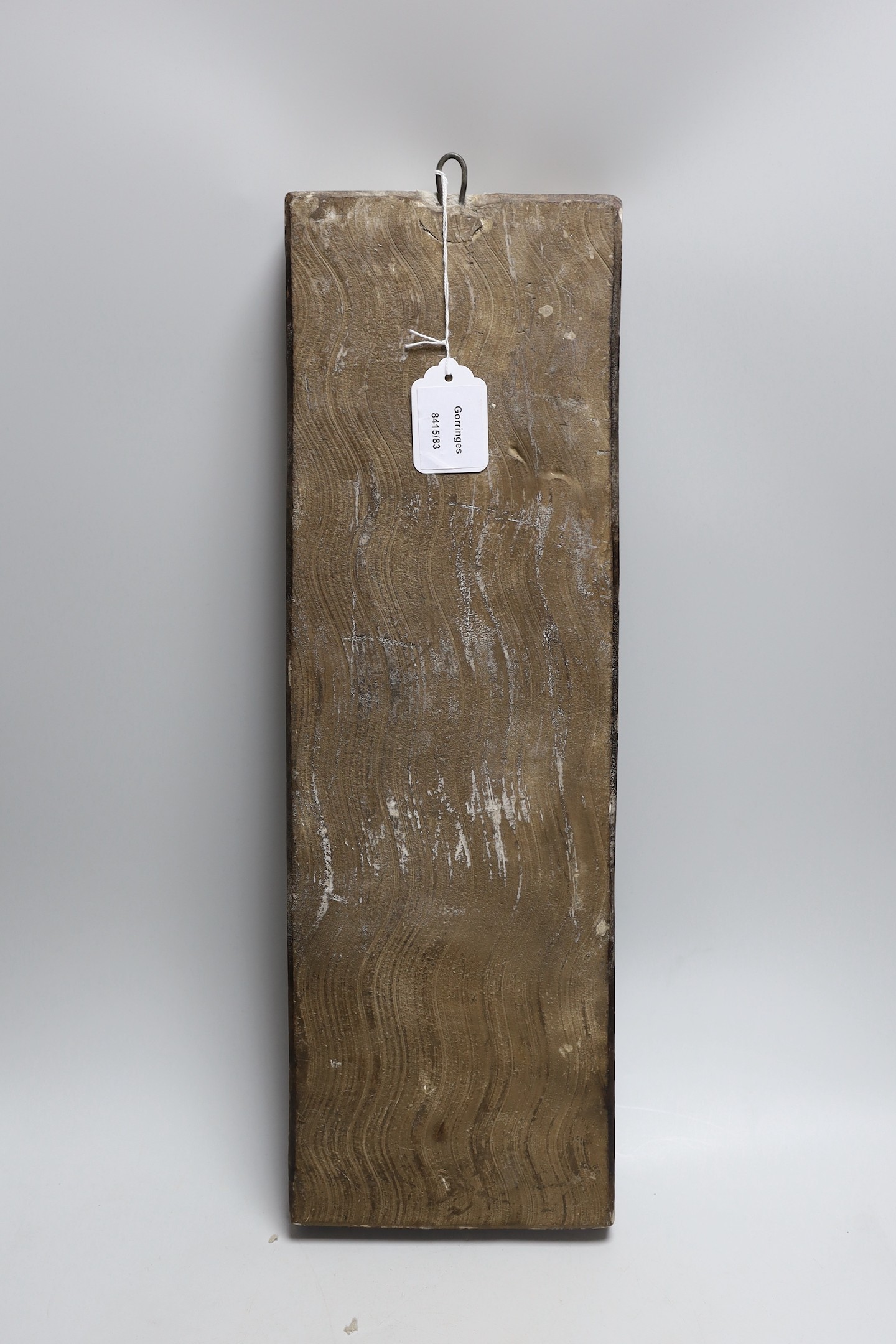 A religious cast plaster figure in niche, numbered 2362. 53cm tall